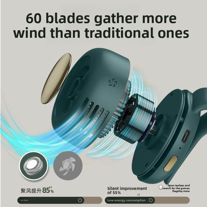 Rechargeable Portable Neck Fan with Clip and Mirror