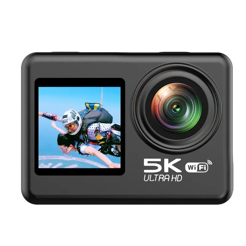 2024 Hot Action Camera 5K 30FPS WiFi Anti-shake Dual Screen 30m Waterproof Sport Camera Suit for Travel Trip