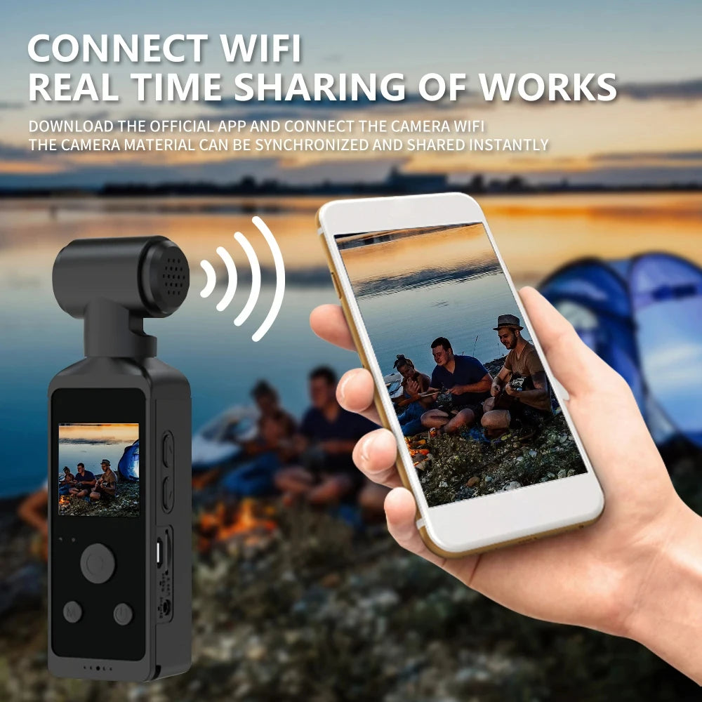 4K Ultra HD Pocket Action Camera 270 Rotatable Vlog Wifi Mini Sports Waterproof Case Helmet Travel Bicycle Driver MicroSD