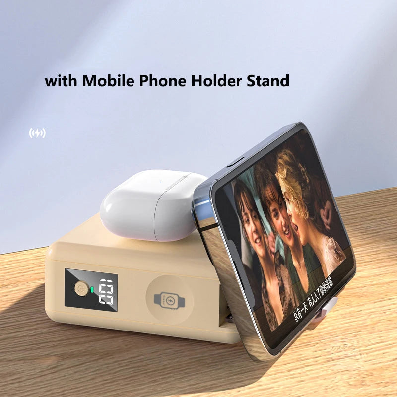 15000mAh Magnetic Wireless Power Bank with Cable AC Plug Wall Charger PD 45W Fast Charger For iPhone 16 iWatch Laptop Powerbank