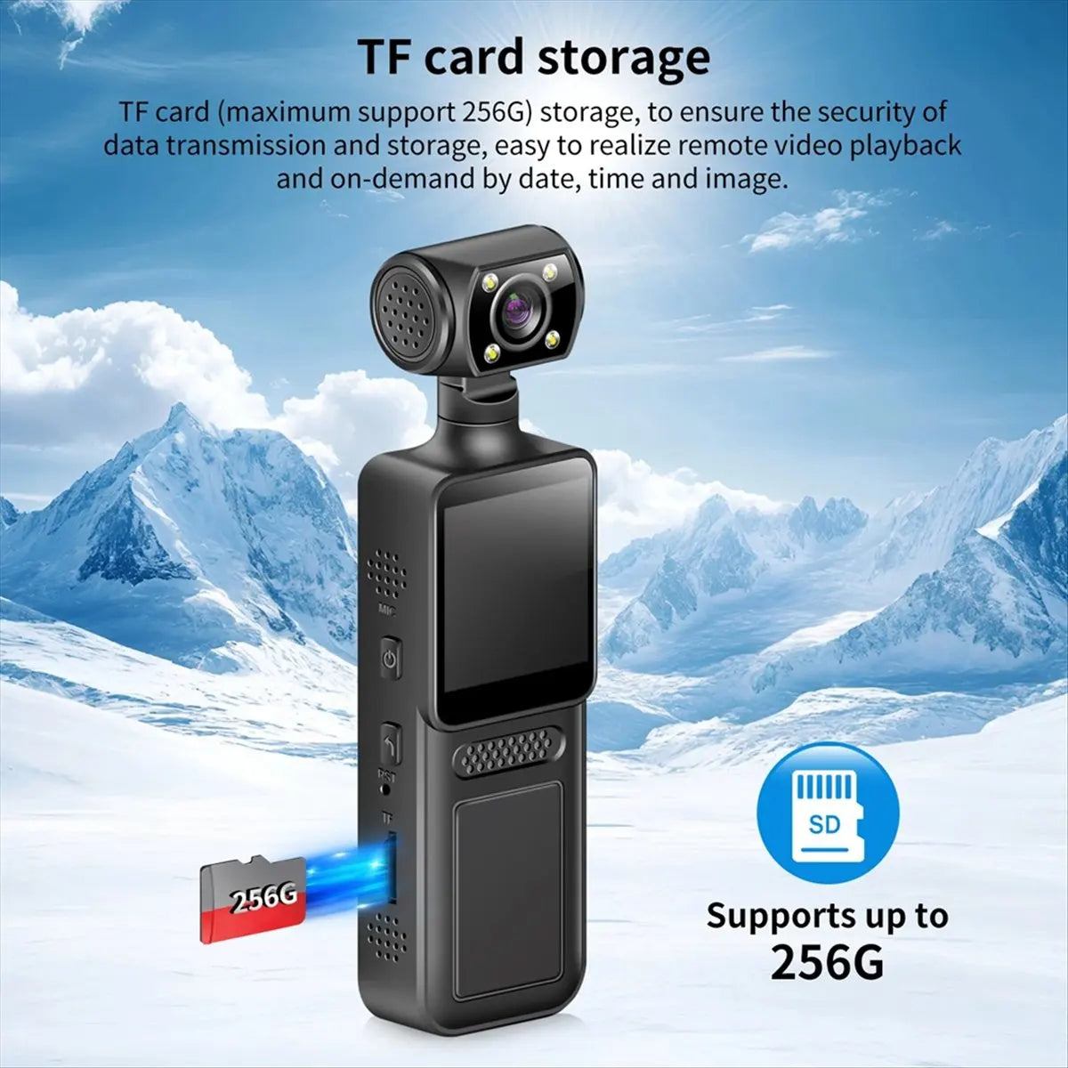 ABUQ NEW 4K Pocket Action Camera HD Sports Camcorder Cam 180°Rotate Mini Wifi Camera Portable Sport Motion Camera No Memory Card