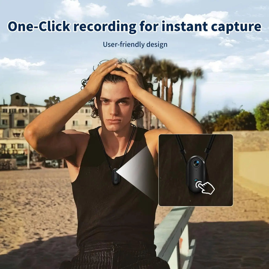 4K body camera: portable thumb-sized action cam, mountable anywhere for work, travel, fishing, pet walks.