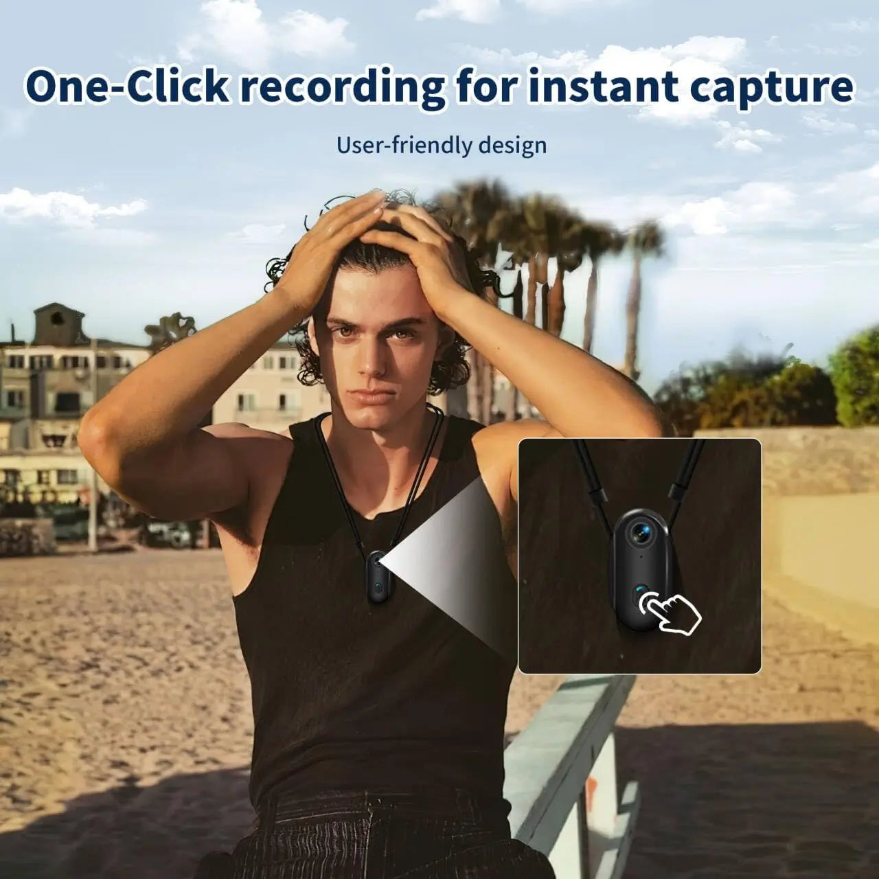 4K body camera: portable thumb-sized action cam, mountable anywhere for work, travel, fishing, pet walks.
