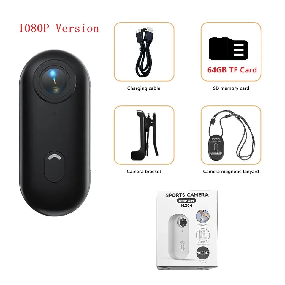 4K Thumb Action Camera, HD Sports Camera, Digital Image Stabilization, Automatic Exposure, 800mAh Battery, Rechargeable Lithium