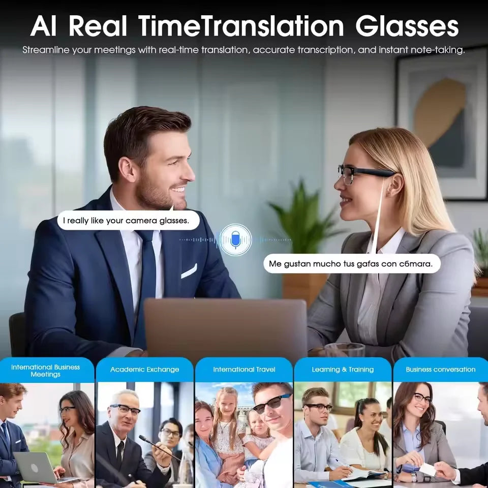 2026New Smart Glasses with 800W Pixel Camera  AI Photo Recognition Call Voice Translation Video Recording Sunglasses Men & Women