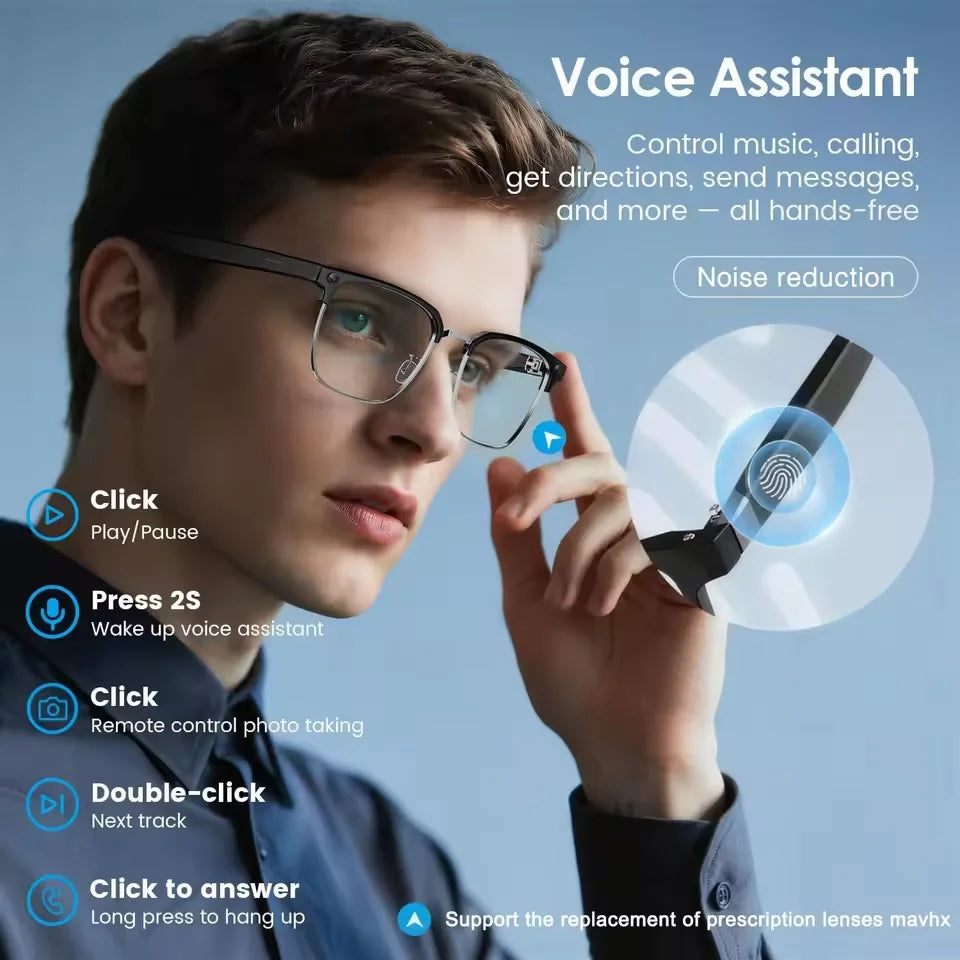 2026New Smart Glasses with 800W Pixel Camera  AI Photo Recognition Call Voice Translation Video Recording Sunglasses Men & Women