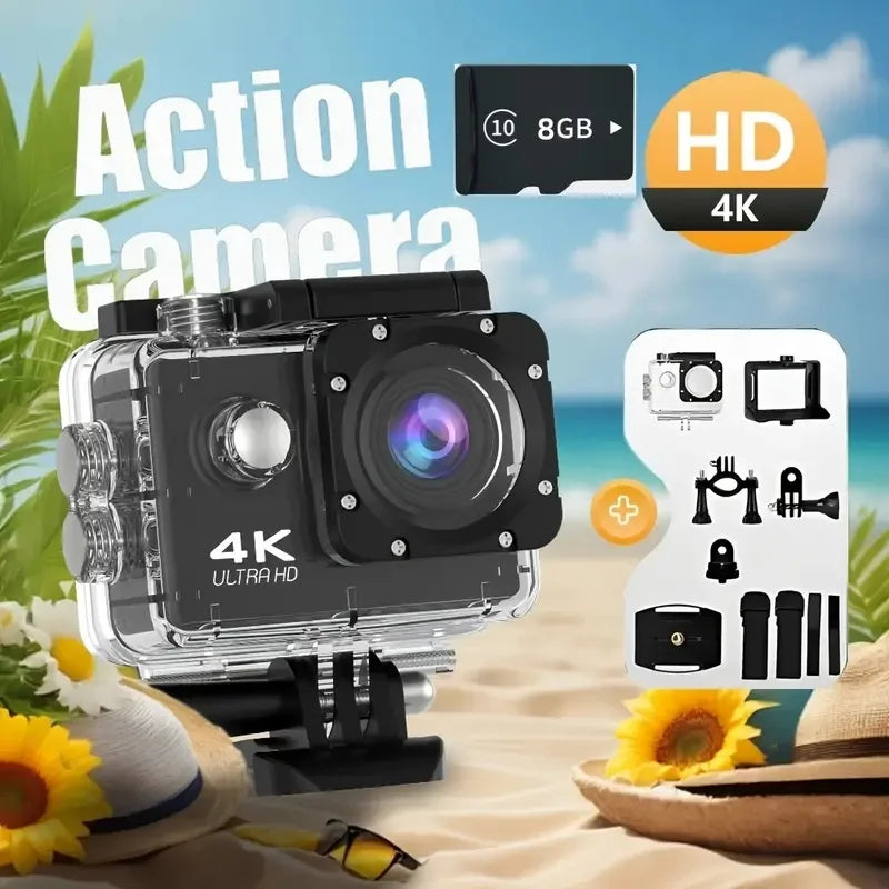 4K Action Camera with 120° Wide - Angle + WiFi - APP Control, Capable of Shooting in Scenes like Diving and Skiing