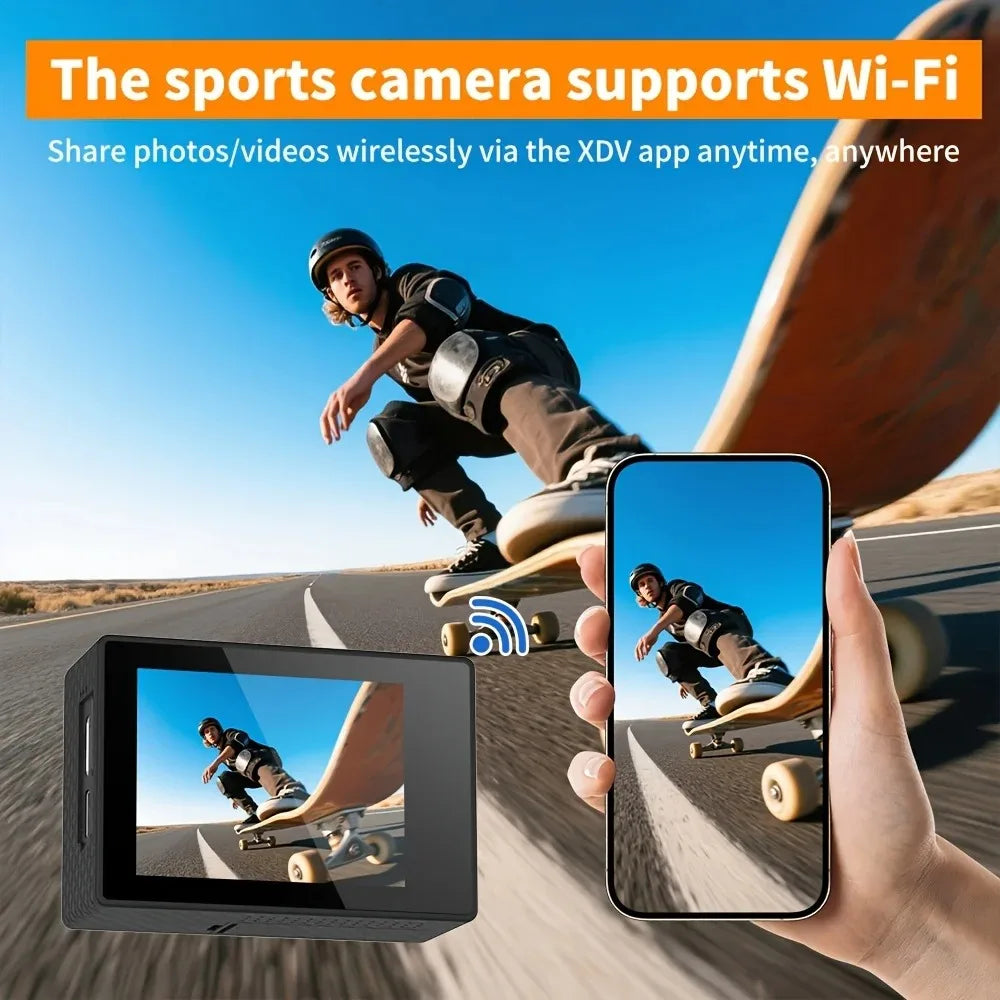 Action Camera 4K WiFi 2.0 Inch  Video Recording 30M Waterproof Bicycle Motorcycles Touch Screen 140° Wide Angle Sports Cameras