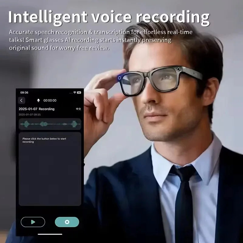 2025  Smart  Sunglasses ai smart glasses with Camera Video 8MP Translation  Bluetooth Call Music Play Men Women  Recording 100+