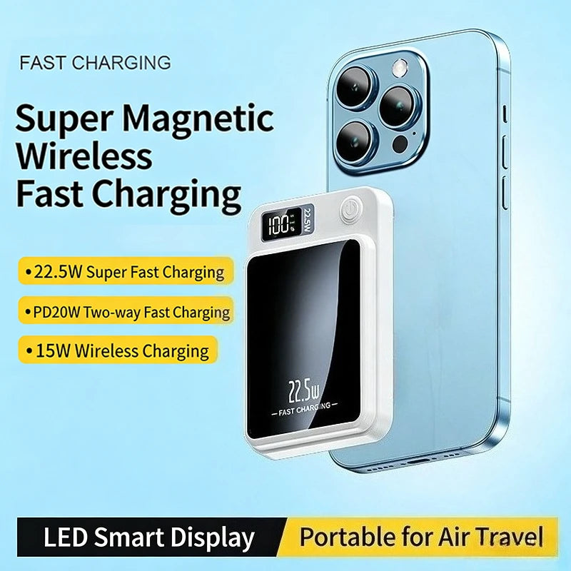 10000mAh Magnetic Wireless Power Bank PD22.5W Super Fast Charging Mobile Power For iphone 17 16 Xiaomi 17 Auxiliary Battery Pack