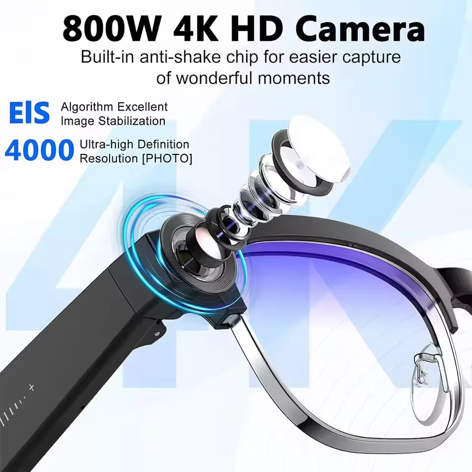 2026New Smart Glasses with 800W Pixel Camera  AI Photo Recognition Call Voice Translation Video Recording Sunglasses Men & Women