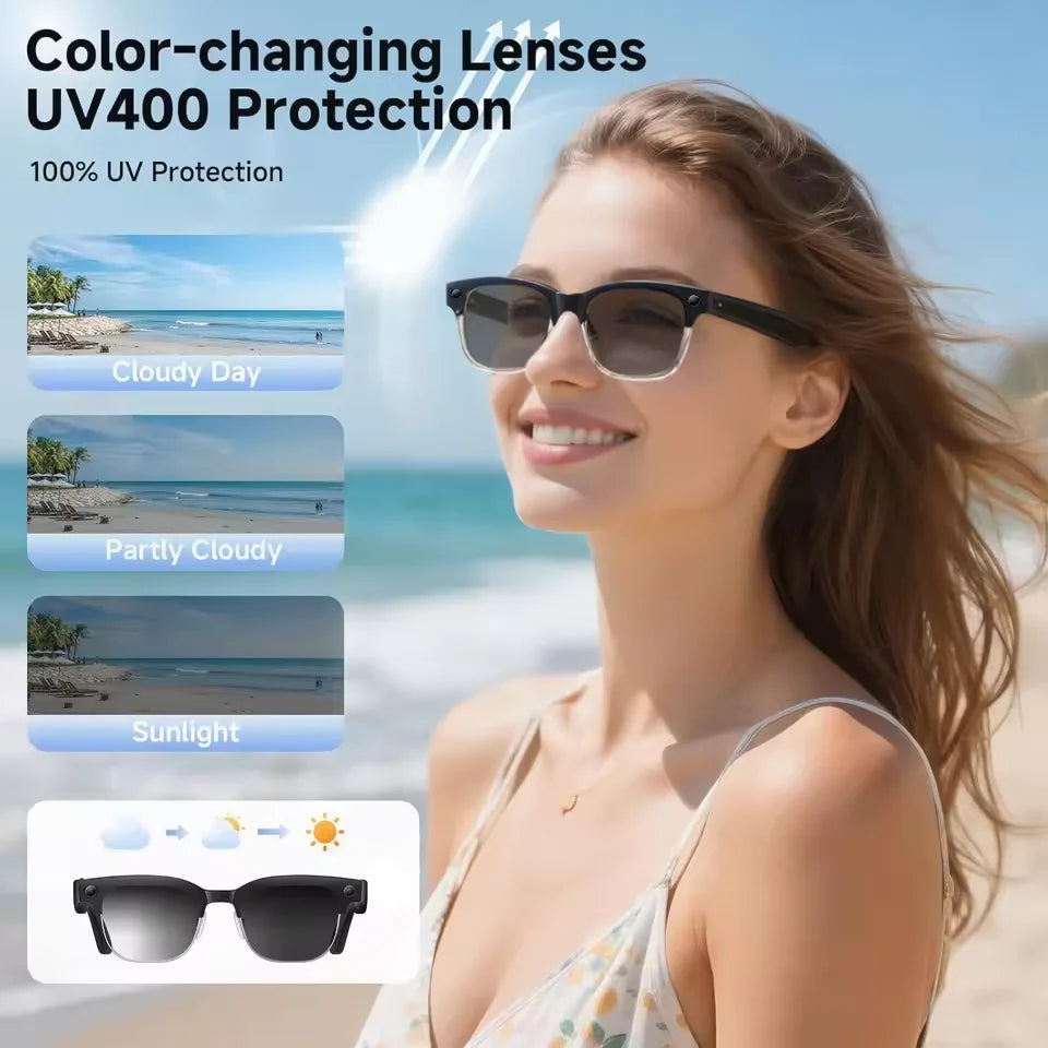 2026New Smart Glasses with 800W Pixel Camera  AI Photo Recognition Call Voice Translation Video Recording Sunglasses Men & Women