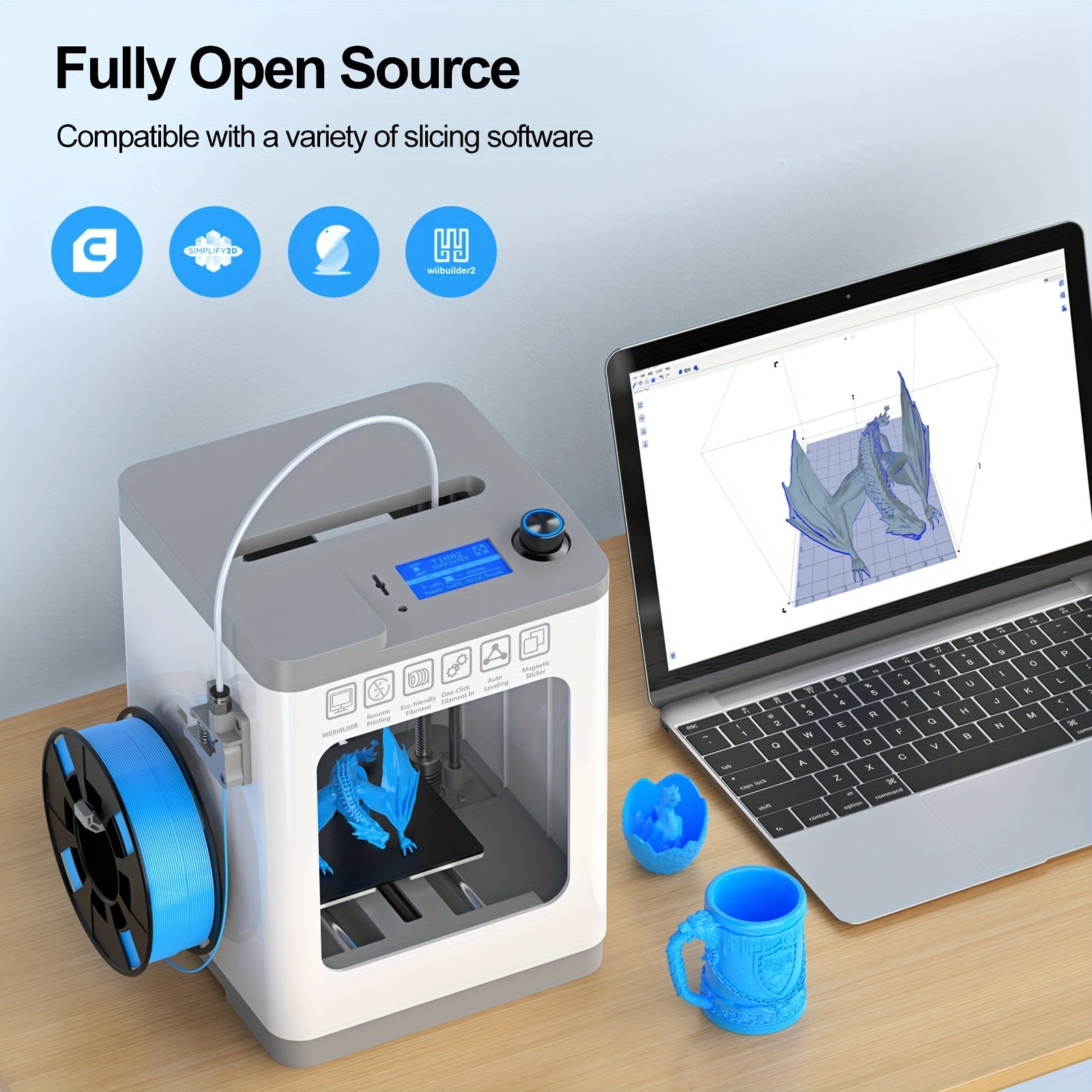 Tina 2 Mini 3D Printer - Compact and Easy-to-Use 3D Printers for Beginners with Auto Leveling, High Precision Printing, Removable Magnetic Platform, and PLA/PLA Pro/TPU Compatibility - Fully Assembled and Ready to Use, 3.9x4.
