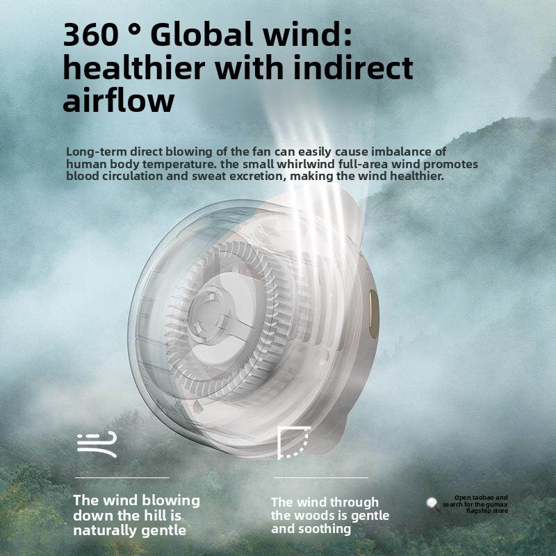 Rechargeable Portable Neck Fan with Clip and Mirror