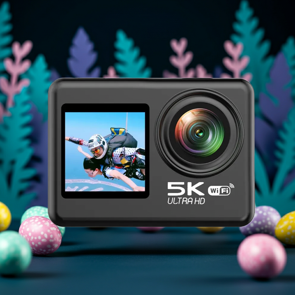 2024 Hot Action Camera 5K 30FPS WiFi Anti-shake Dual Screen 30m Waterproof Sport Camera Suit for Travel Trip